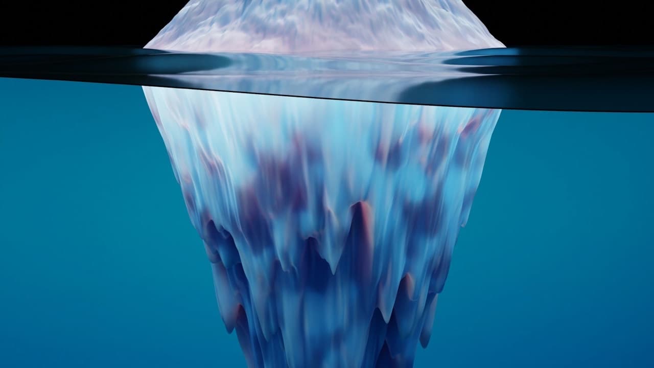 Iceberg flottant dans l'océan montrant sa masse cachée sous l'eau, métaphore des coûts invisibles d'une flotte commerciale